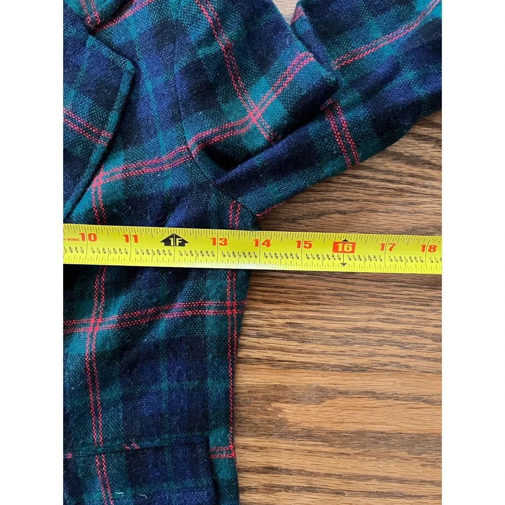 Imp Originals Vintage Kids Plaid Blazer Jacket Navy Green Red Size 7 Gold Button